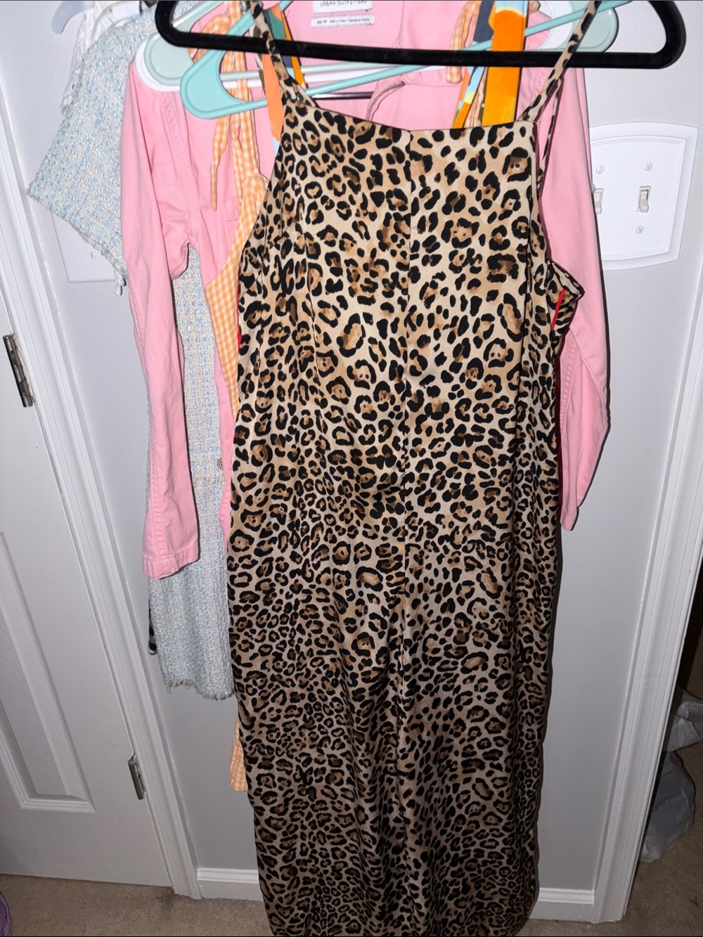 Topshop Leopard Print Slip Jumpsuit - Tan/Black